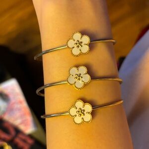 3 White Flower Adjustable Bracelets